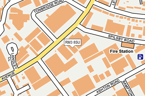 RM3 8SU map - OS OpenMap – Local (Ordnance Survey)