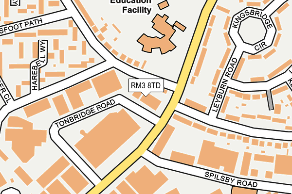 RM3 8TD map - OS OpenMap – Local (Ordnance Survey)