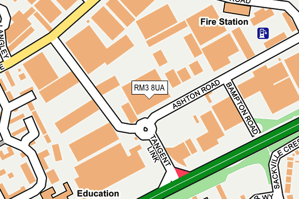 RM3 8UA map - OS OpenMap – Local (Ordnance Survey)