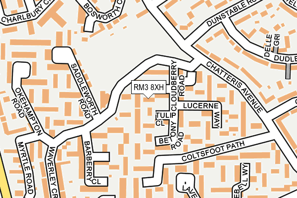 RM3 8XH map - OS OpenMap – Local (Ordnance Survey)