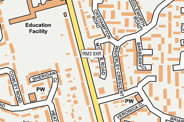 RM3 8XR map - OS OpenMap – Local (Ordnance Survey)