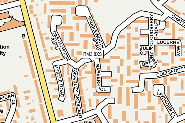 RM3 8XS map - OS OpenMap – Local (Ordnance Survey)