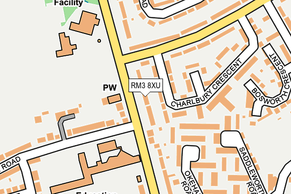 RM3 8XU map - OS OpenMap – Local (Ordnance Survey)