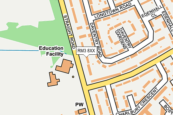 RM3 8XX map - OS OpenMap – Local (Ordnance Survey)