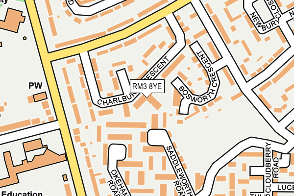 RM3 8YE map - OS OpenMap – Local (Ordnance Survey)