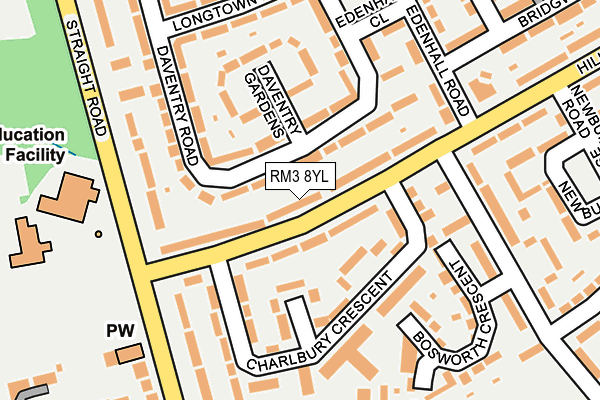 RM3 8YL map - OS OpenMap – Local (Ordnance Survey)