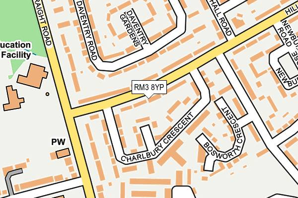 RM3 8YP map - OS OpenMap – Local (Ordnance Survey)
