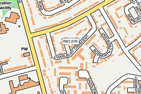 RM3 8YR map - OS OpenMap – Local (Ordnance Survey)