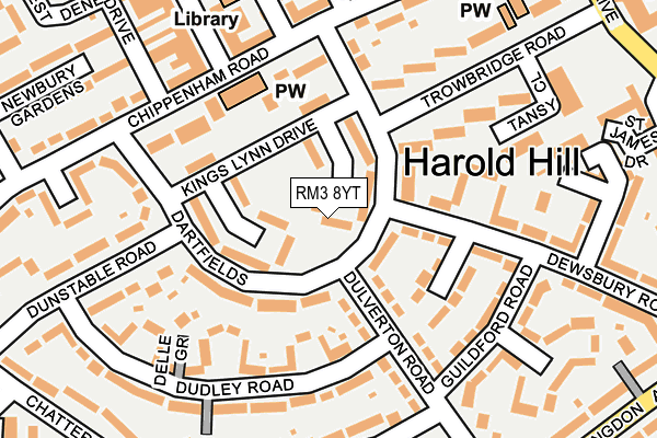 RM3 8YT map - OS OpenMap – Local (Ordnance Survey)