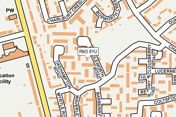 RM3 8YU map - OS OpenMap – Local (Ordnance Survey)