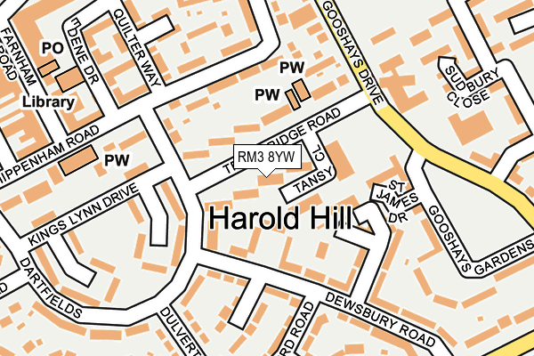 RM3 8YW map - OS OpenMap – Local (Ordnance Survey)