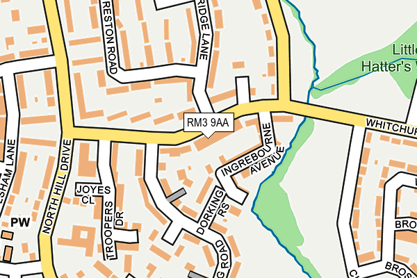 RM3 9AA map - OS OpenMap – Local (Ordnance Survey)