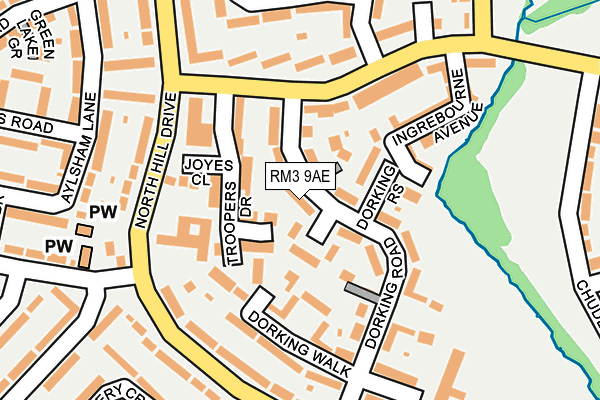 RM3 9AE map - OS OpenMap – Local (Ordnance Survey)