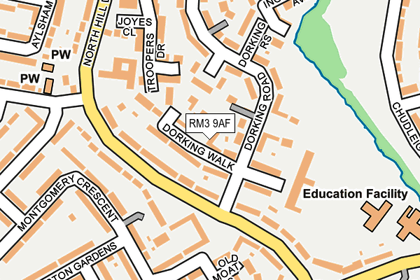 RM3 9AF map - OS OpenMap – Local (Ordnance Survey)
