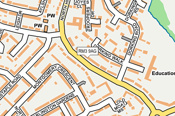 RM3 9AG map - OS OpenMap – Local (Ordnance Survey)