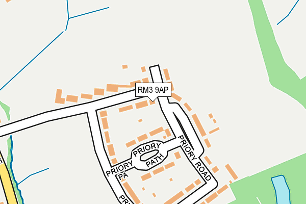 RM3 9AP map - OS OpenMap – Local (Ordnance Survey)