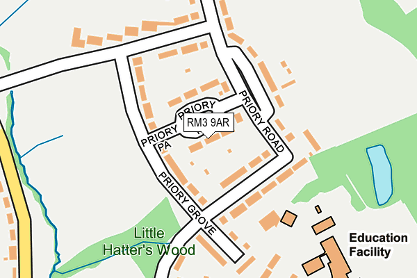 RM3 9AR map - OS OpenMap – Local (Ordnance Survey)