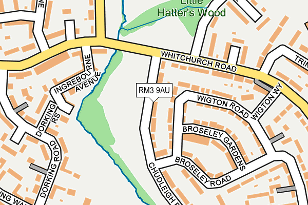 RM3 9AU map - OS OpenMap – Local (Ordnance Survey)