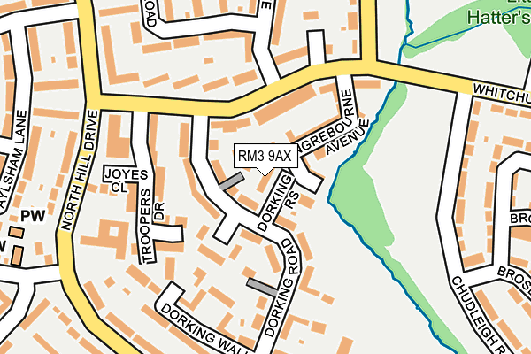 RM3 9AX map - OS OpenMap – Local (Ordnance Survey)