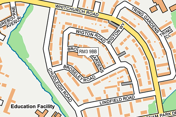 RM3 9BB map - OS OpenMap – Local (Ordnance Survey)