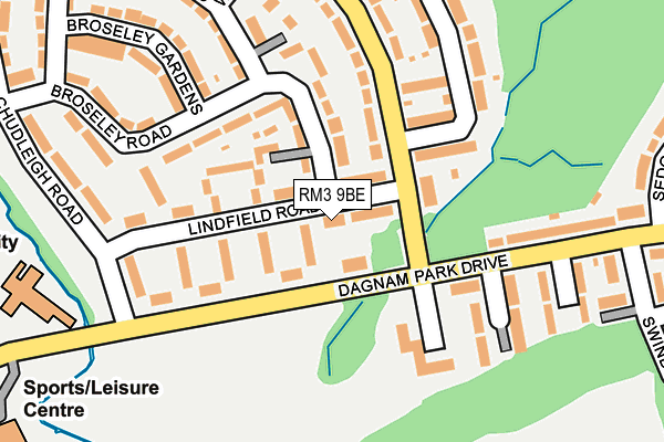 RM3 9BE map - OS OpenMap – Local (Ordnance Survey)