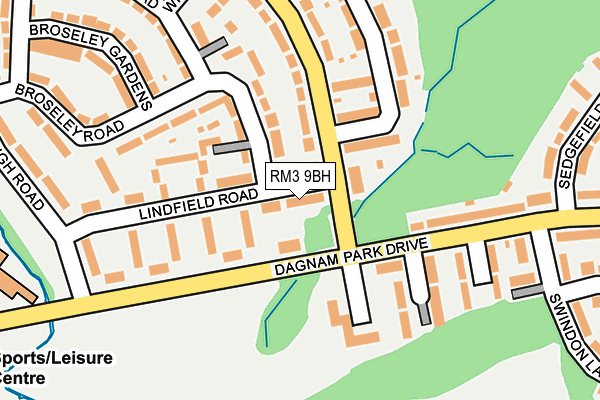 RM3 9BH map - OS OpenMap – Local (Ordnance Survey)