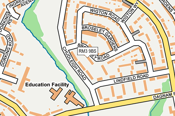 RM3 9BS map - OS OpenMap – Local (Ordnance Survey)