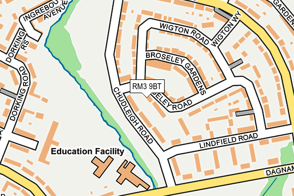 RM3 9BT map - OS OpenMap – Local (Ordnance Survey)