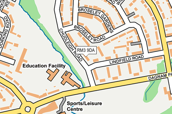 RM3 9DA map - OS OpenMap – Local (Ordnance Survey)