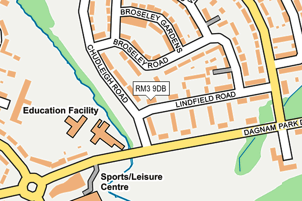 RM3 9DB map - OS OpenMap – Local (Ordnance Survey)