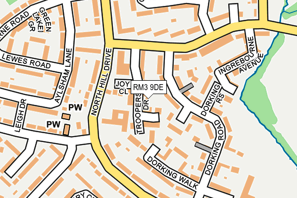 RM3 9DE map - OS OpenMap – Local (Ordnance Survey)