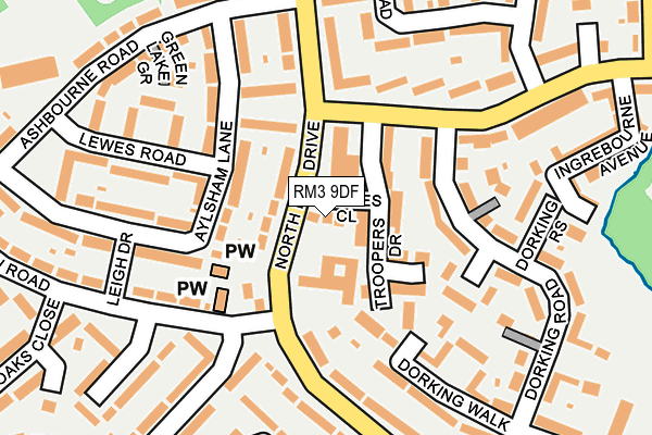 RM3 9DF map - OS OpenMap – Local (Ordnance Survey)