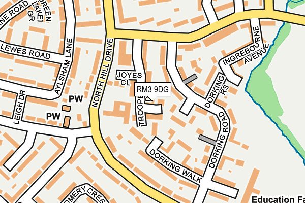 RM3 9DG map - OS OpenMap – Local (Ordnance Survey)