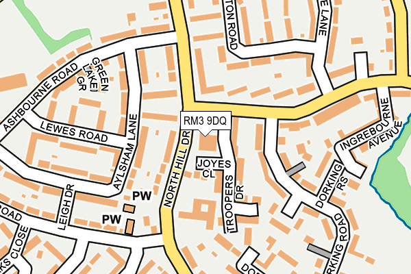 RM3 9DQ map - OS OpenMap – Local (Ordnance Survey)