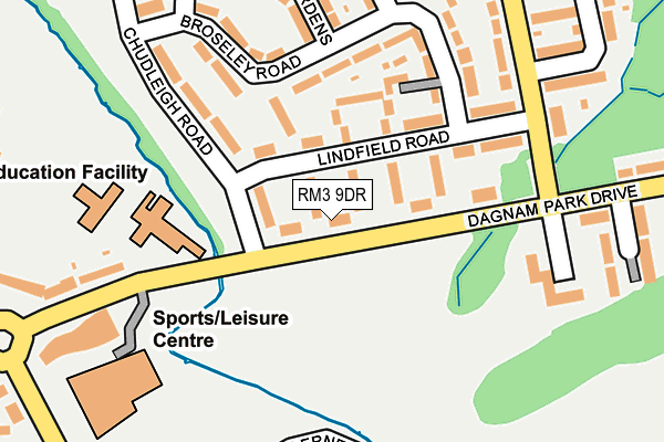 RM3 9DR map - OS OpenMap – Local (Ordnance Survey)