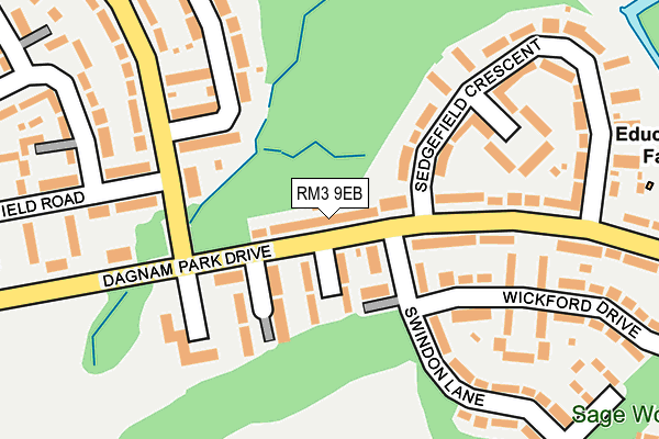 RM3 9EB map - OS OpenMap – Local (Ordnance Survey)