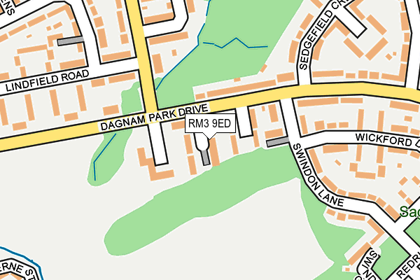 RM3 9ED map - OS OpenMap – Local (Ordnance Survey)