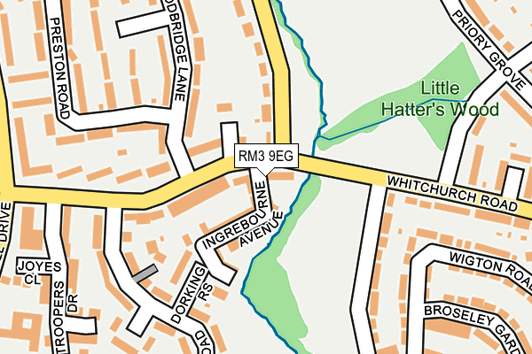 RM3 9EG map - OS OpenMap – Local (Ordnance Survey)