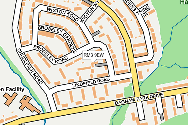 RM3 9EW map - OS OpenMap – Local (Ordnance Survey)