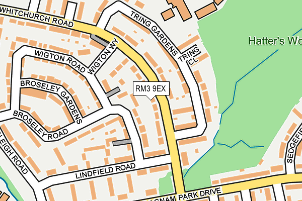 RM3 9EX map - OS OpenMap – Local (Ordnance Survey)