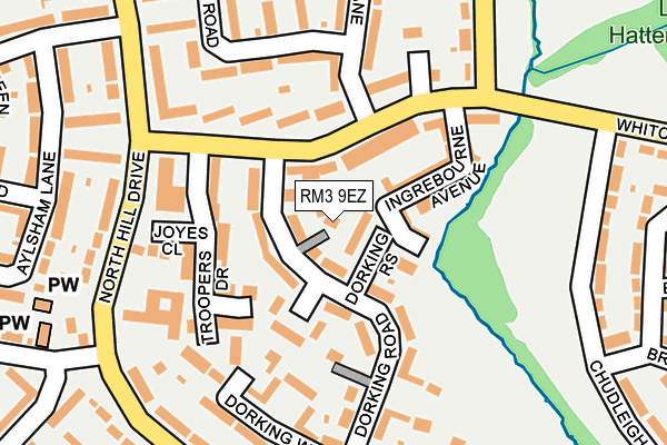 RM3 9EZ map - OS OpenMap – Local (Ordnance Survey)