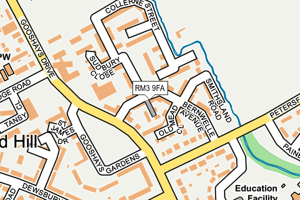 RM3 9FA map - OS OpenMap – Local (Ordnance Survey)