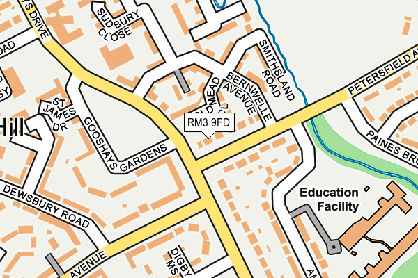 RM3 9FD map - OS OpenMap – Local (Ordnance Survey)