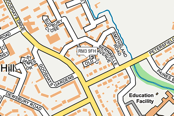 RM3 9FH map - OS OpenMap – Local (Ordnance Survey)