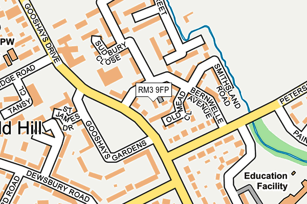 RM3 9FP map - OS OpenMap – Local (Ordnance Survey)