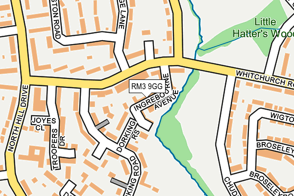 RM3 9GG map - OS OpenMap – Local (Ordnance Survey)