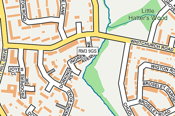 RM3 9GS map - OS OpenMap – Local (Ordnance Survey)