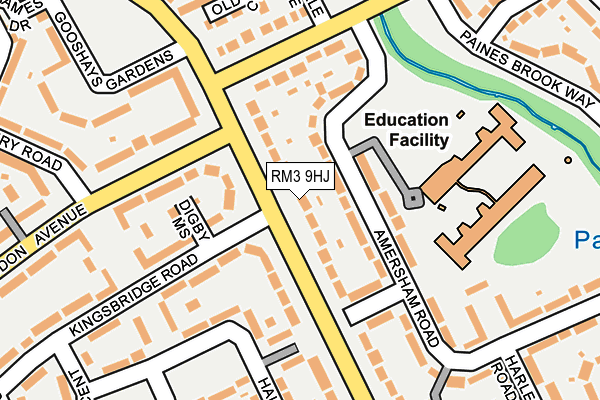 RM3 9HJ map - OS OpenMap – Local (Ordnance Survey)
