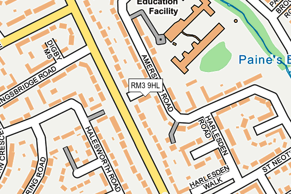 RM3 9HL map - OS OpenMap – Local (Ordnance Survey)