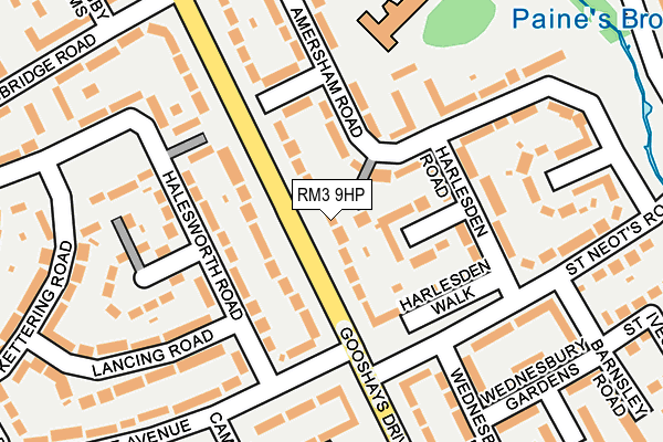 RM3 9HP map - OS OpenMap – Local (Ordnance Survey)